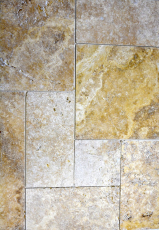 Baldosa travertino piedra natural oro amarillo baldosa piedra natural Roman bond oro marrón aspecto antiguo - MOSF-45-51000