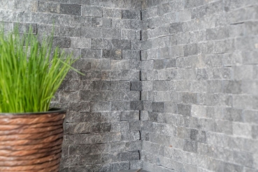 Muestra de mano mosaico piedra pared mármol piedra natural gris antracita Ladrillo Splitface gris Mármol 3D MOS40-48196_m