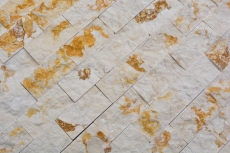 Splitface mosaico de mármol pared de piedra natural de ladrillo de la pared de unión beige soleado óptica 3D cocina cuarto de baño de pared - MOS42-X3D46