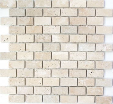 Travertino mosaico azulejos terraza pared suelo piedra natural beige crema ladrillo ladrillo mirada plato de ducha azulejos backsplash baño - MOS43-46234