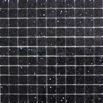 Mosaico de azulejos de cuarzo compuesto de piedra artificial Artificial negro MOS46-ASM22
