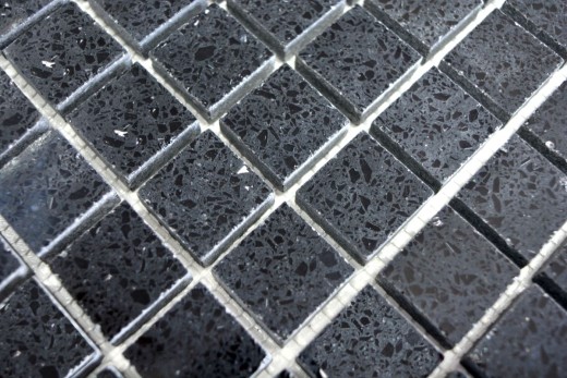 Mosaico de azulejos de cuarzo compuesto de piedra artificial Artificial negro MOS46-ASM22