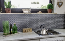 Azulejos de mosaico de cuarzo compuesto de piedra artificial Ladrillo Artifical gris MOS46-0204