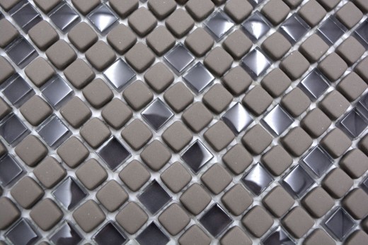 Mosaico de vidrio Revestimiento de pared sostenible Azulejo Reciclaje Esmalte gris-marrón mate MOS140-05G