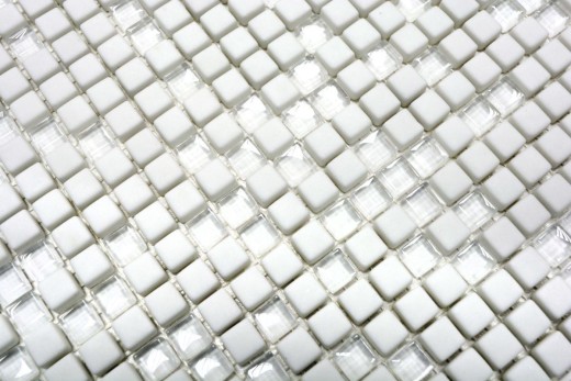 Mosaico de vidrio Revestimiento de pared sostenible Azulejo Reciclaje Esmalte blanco mate MOS140-07W