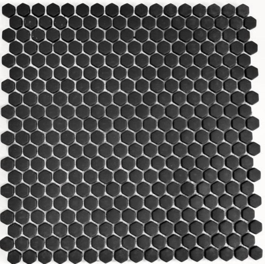 Muestra de mano mosaico ECO Reciclaje GLAS Hexágono Esmalte negro mate MOS140-HX11B_m