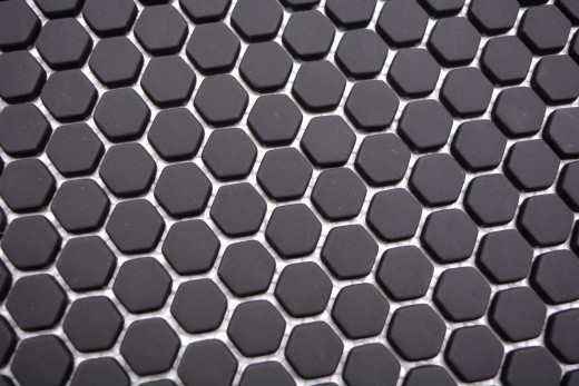 Mosaico de vidrio Revestimiento de pared sostenible Azulejo Reciclaje Hexágono Esmalte antracita negro mate MOS140-HX11B