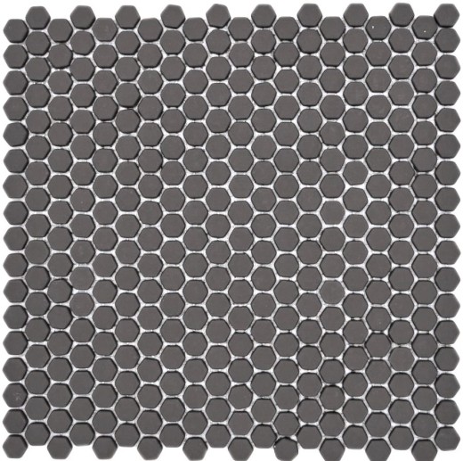 Muestra de mano mosaico ECO Reciclaje GLAS Hexágono Esmalte gris-marrón mate MOS140-HX15G_m