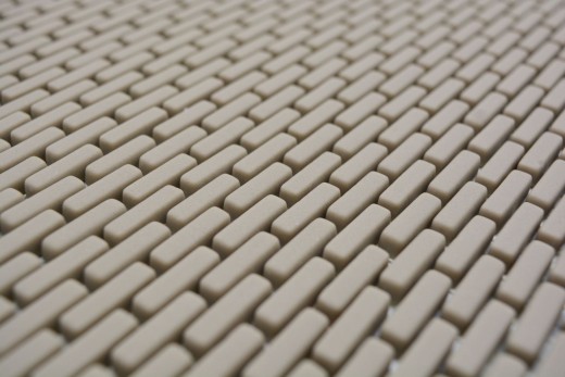 Mosaico de vidrio Revestimiento de pared sostenible Azulejo backsplash Reciclaje Ladrillo Esmalte crema mate MOS140-B23C