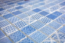 Muestra de mano retro vintage mosaico azulejo ECO reciclado VIDRIO ECO azul patchwork MOS145-P-40_m
