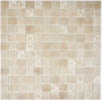 Mosaico de vidrio retro vintage sostenible pared revestimiento azulejo reciclaje patchwork beige MOS145-P-50