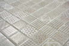 Mosaico de vidrio retro vintage sostenible pared revestimiento azulejo reciclaje patchwork beige MOS145-P-50