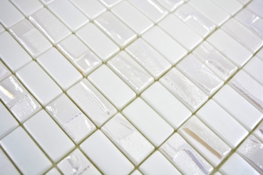 Muestra de mano mosaico ECO reciclado VIDRIO rectángulo ECO blanco metálico 3D MOS355-01_m
