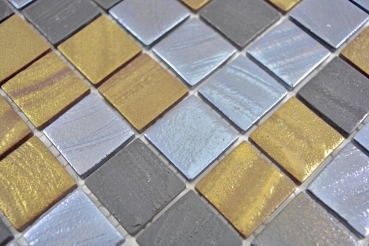 Mosaico de vidrio Sostenible revestimiento de pared Reciclaje negro antracita satinado oro bronce óxido MOS360-357