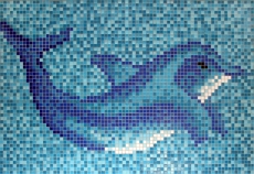 Delfín piscina mosaico piscina mosaico imagen delfín azul 1.600x1.100mm MOSMB-Delphin_gross