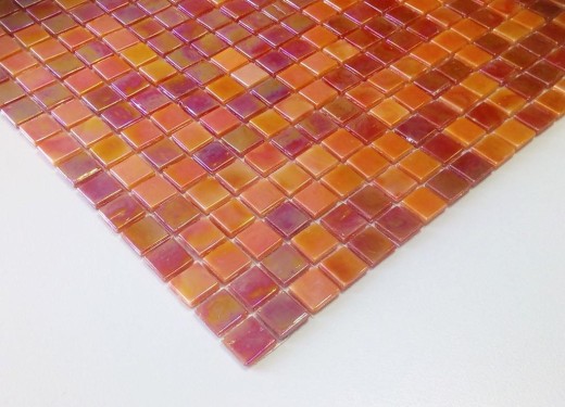 Mosaico de vidrio mosaico azulejos naranja rojo iridiscente pared azulejo espejo MOS58-0902