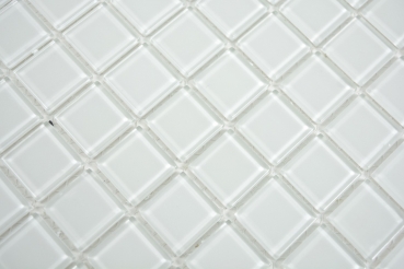 Muestra de mano mosaico azulejo Mosaico de vidrio translúcido Cristal blanco BAÑO WC Cocina PARED MOS63-0102_m