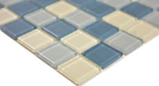 Muestra de mano mosaico azulejo Mosaico de vidrio translúcido Cristal blanco metálico plata metálico gris MOS63-0122_m
