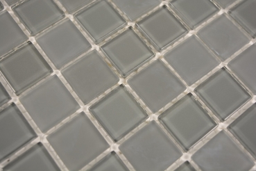 Mosaico mosaico de vidrio translúcido Crystal gris antracita gris mate MOS63-2602_f | 10 esteras de mosaico