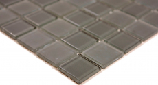 Mosaico mosaico de vidrio translúcido Crystal gris antracita gris mate MOS63-2602_f | 10 esteras de mosaico