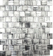 Muestra de mano mosaico mosaico de vidrio translúcido Estructura de cristal negro claro esmerilado MOS68-CF41_m