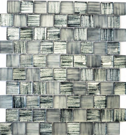 Muestra de mano mosaico azulejo Mosaico de vidrio translúcido Estructura de cristal negro claro esmerilado MOS78-CF81_m