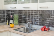 Mosaico de vidrio mosaico azulejo espejo plata antracita negro estructura metal look MOS126-CM4BL22