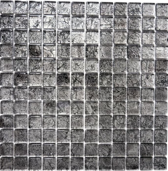 Mosaico de vidrio mosaico azulejo plata antracita negro estructura metal look MOS126-8BL17