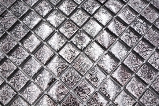 Mosaico de vidrio mosaico azulejo plata antracita negro estructura metal look MOS126-8BL17
