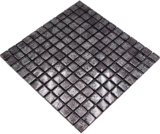 Mosaico de vidrio mosaico azulejo plata antracita negro estructura metal look MOS126-8BL17