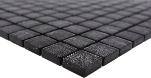 Mosaico de vidrio mosaico azulejo plata antracita negro estructura metal look MOS126-8BL17
