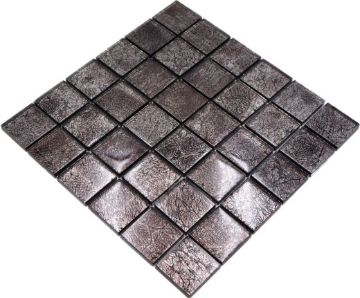 Mosaico de vidrio mosaico azulejo plata antracita negro estructura metal look MOS126-8BL27