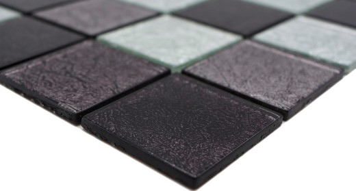 Mosaico de azulejos de vidrio mosaico de plata gris negro estructura de metal mirada MOS126-1704