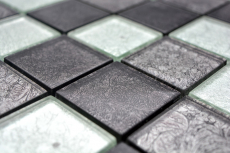 Mosaico de azulejos de vidrio mosaico de plata gris negro estructura de metal mirada MOS126-1784