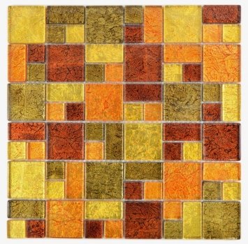 Mosaico de vidrio oro mosaico azulejo combinación naranja estructura azulejo backsplash cocina ducha pared MOS88-07814
