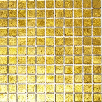 Muestra de mano mosaico azulejo Mosaico de vidrio translúcido Estructura de cristal dorado MOS120-0782_m