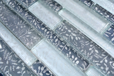 Mosaico de azulejos Translúcido blanco gris compuesto mosaico de vidrio Crystal Chic Flores MOS86-8CFL_f | 10 esteras de mosaico