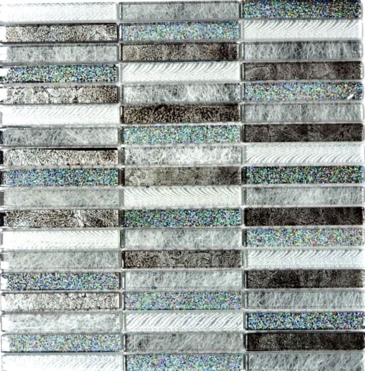 Muestra de mano mosaico azulejo translúcido varillas mosaico de vidrio Crystal Day plata MOS87-STDS_m