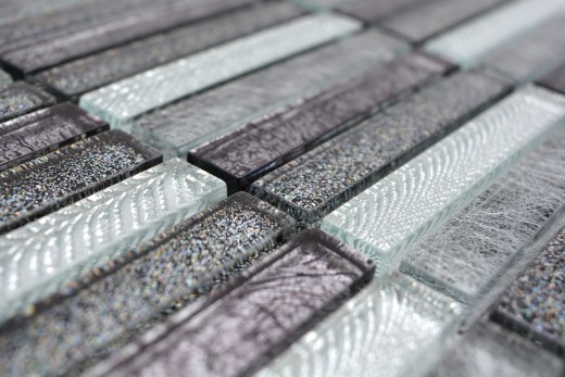 Barras de mosaico de vidrio mosaico azulejos espejo brillo plata antracita MOS87-STDS