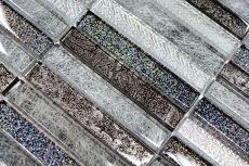 Muestra de mano mosaico azulejo translúcido varillas mosaico de vidrio Crystal Day plata MOS87-STDS_m