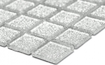 Muestra de mano mosaico azulejo Mosaico de vidrio translúcido Cristal plata martillado MOS60-0207_m