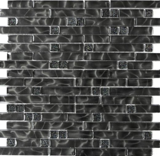 Mosaico de vidrio varillas mosaico azulejos brillo gris antracita negro MOS87-MV708