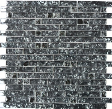 Mosaico mosaico de vidrio compuesto negro translúcido Piedra de cristal negro MOS87-MV718_f | 10 esteras de mosaico