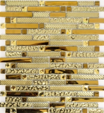 Barras de mosaico de vidrio mosaico azulejos backsplash Electroplated oro MOS86-0107