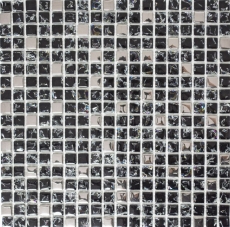 Muestra de mano mosaico azulejo Translúcido negro plata Mosaico de vidrio Cristal EP negro plata MOS92-1099_m