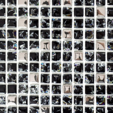 Muestra de mano mosaico azulejo Translúcido negro plata Mosaico de vidrio Cristal EP negro plata MOS92-1099_m