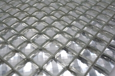 Mosaico de vidrio diamante mirada mosaico azulejo plata azulejo backsplash cocina MOS130-0204