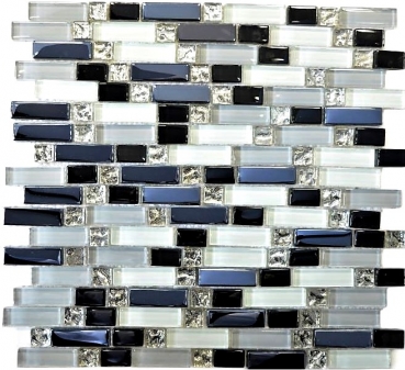 Varillas de mosaico de vidrio Mosaicos blanco gris negro grafito Galvanizado MOS87-IL007