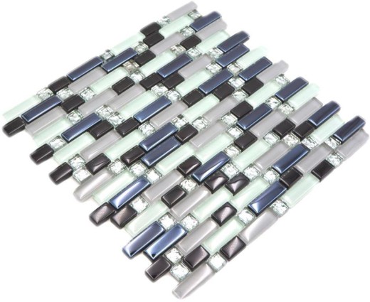Varillas de mosaico de vidrio Mosaicos blanco gris negro grafito Galvanizado MOS87-IL007