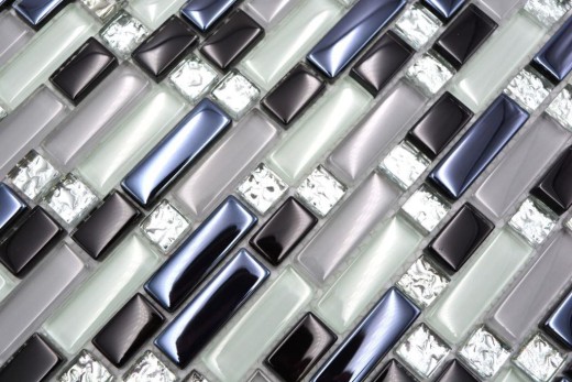 Varillas de mosaico de vidrio Mosaicos blanco gris negro grafito Galvanizado MOS87-IL007